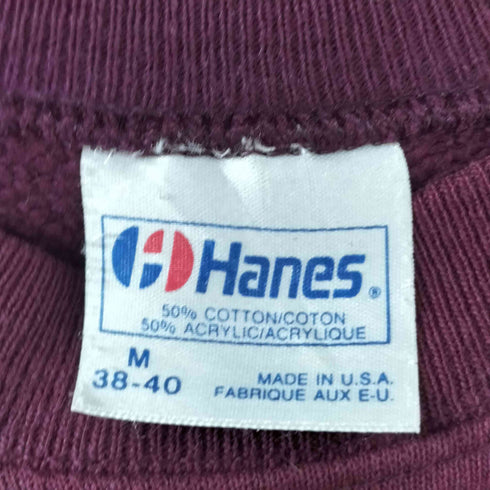 ヘインズ Hanes 80-90S USA製 リスプリント ラグランスリーブ クルーネックスウェット レディース import:M